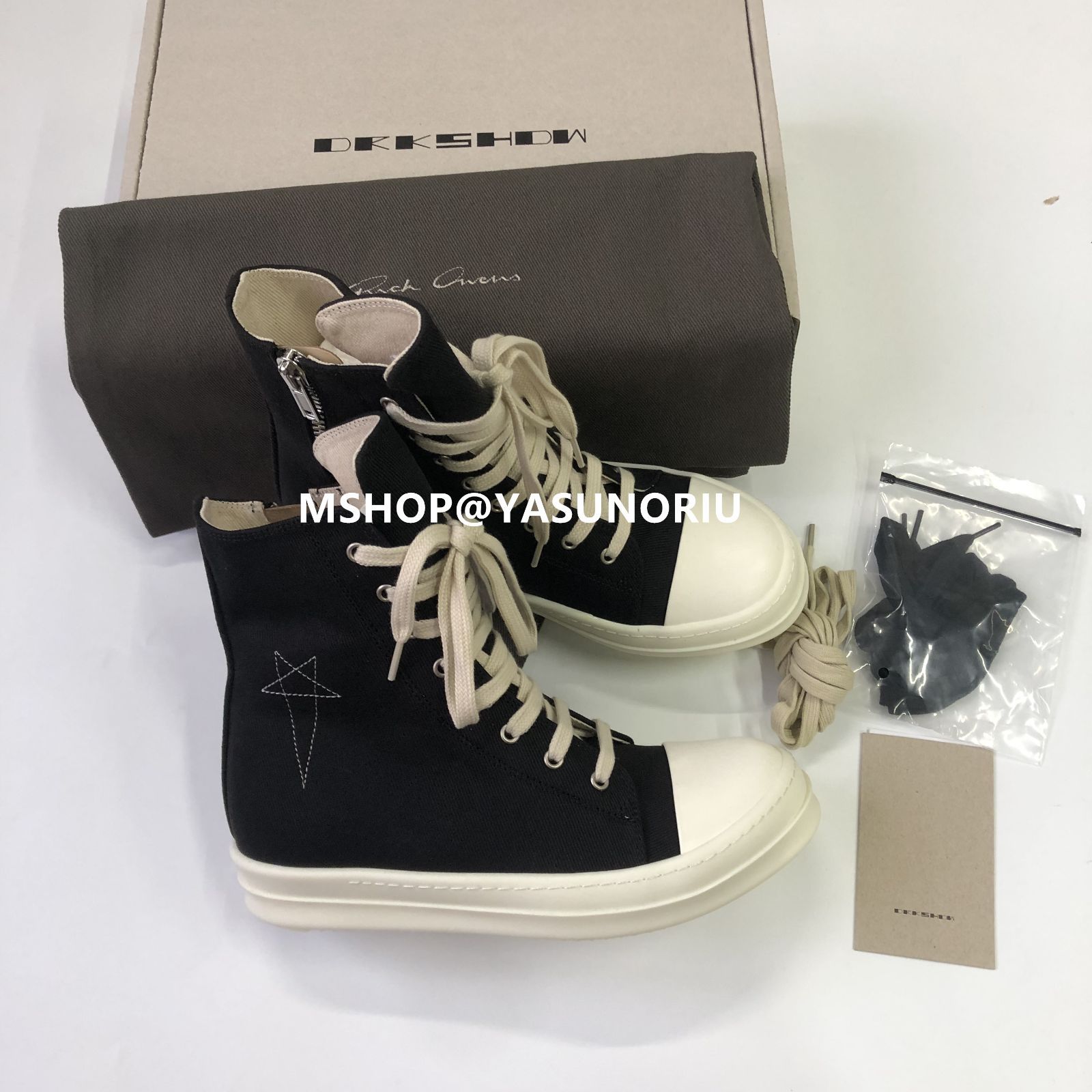 RICK OWENS DRKSHDW - 【25SS】アブストラクト ハイカット スニーカー / ABSTRACT SNEAK / ブラック ×  ホワイト | STORY