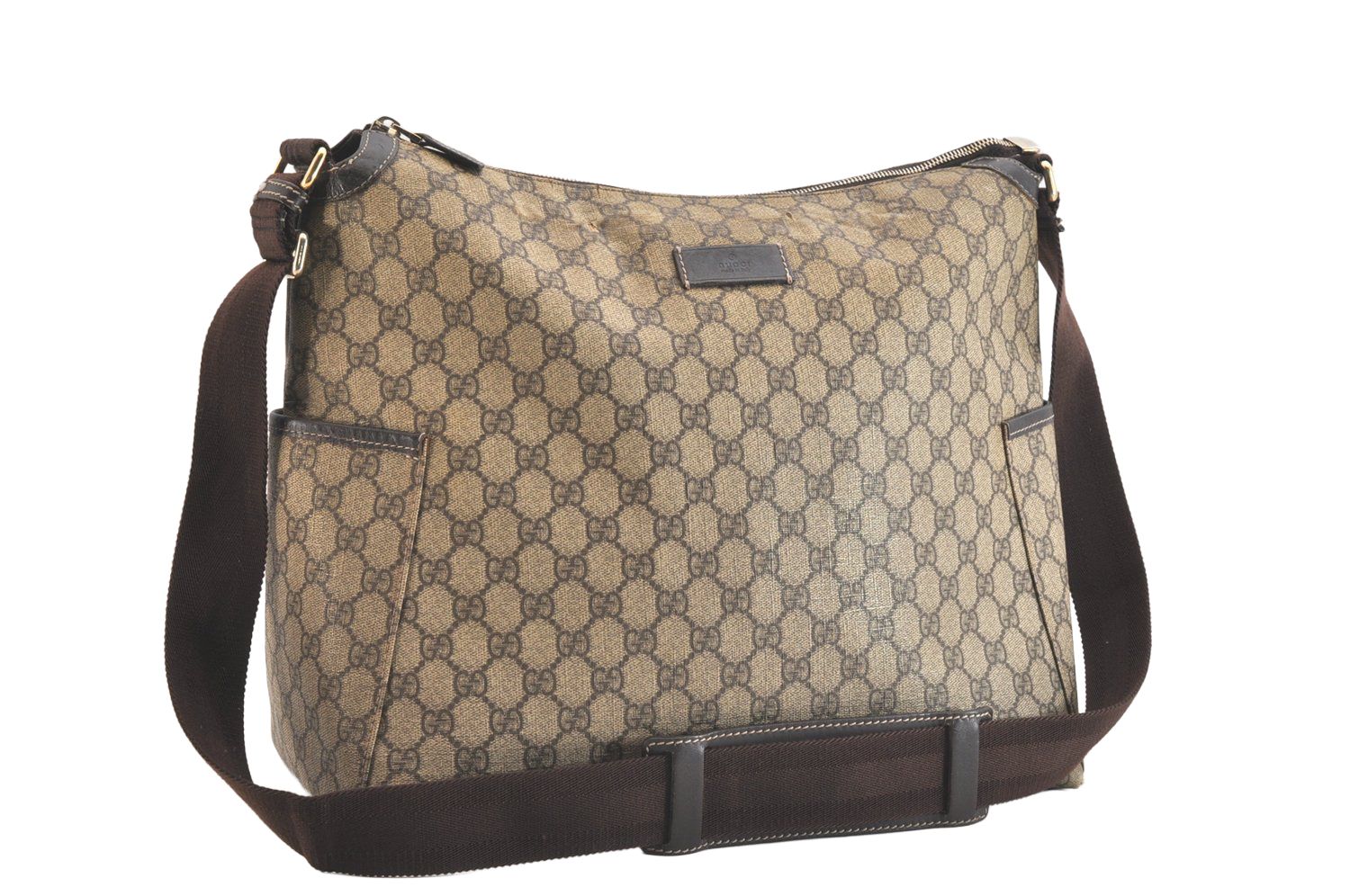 GUCCI グッチ ヴィンテージ ショルダークロスバッグ GGピーブイシー レザー 201767 ブラウン 2801N