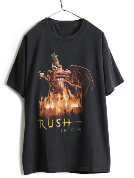 00s 人気 黒 □ RUSH ラッシュ 両面 プリント 半袖 Tシャツ ( メ