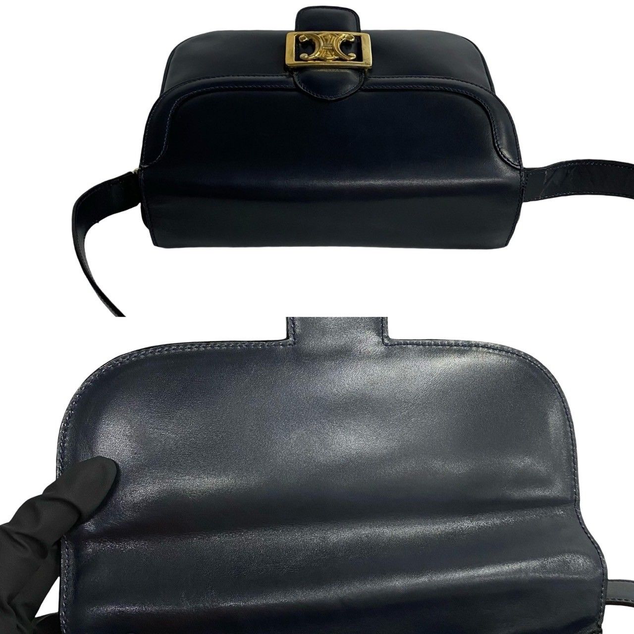 極 美品 鏡付 CELINE セリーヌ ヴィンテージ トリオンフ ロゴ 金具 