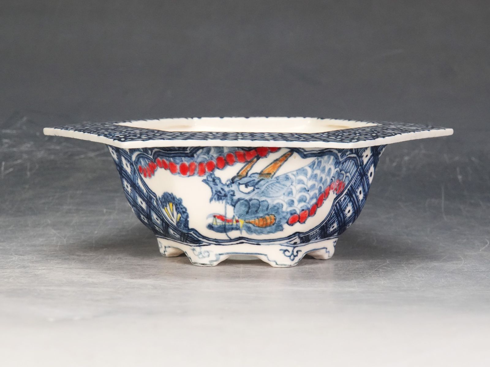 石井盆栽 ゆうき祥石 盆栽鉢 鉢 楕円鉢 絵鉢 ｐ-148