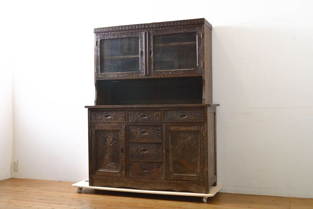 サイズ、デザインオーダー可！幅広6段カップボードW82●シャビーブラウン受注製作 サイズ、デザインオーダー可！幅広6段カップボードW82○シャビー