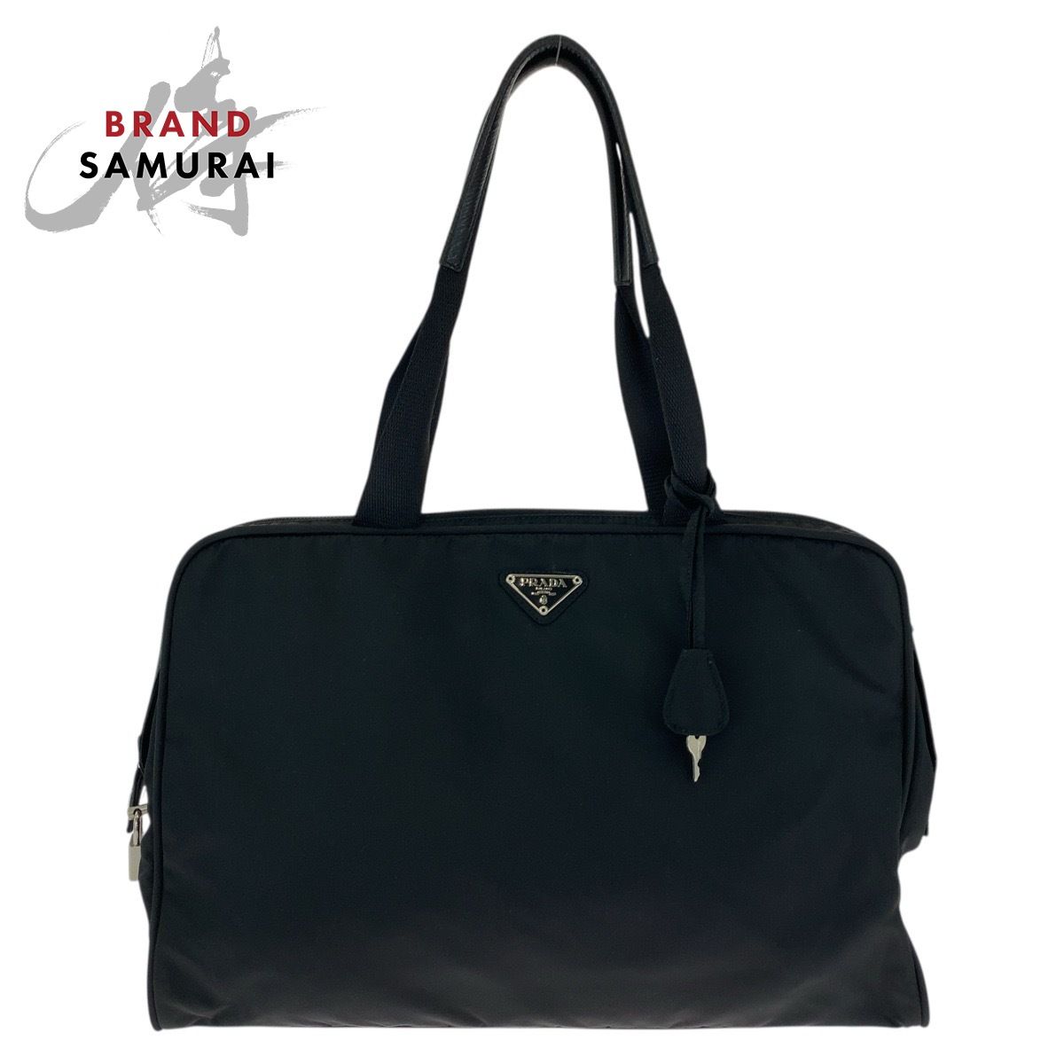 PRADA プラダ テスート 三角ロゴプレート ブラック 黒 シルバー金具 ナイロン ショルダーバッグ トートバッグ レディース 502677