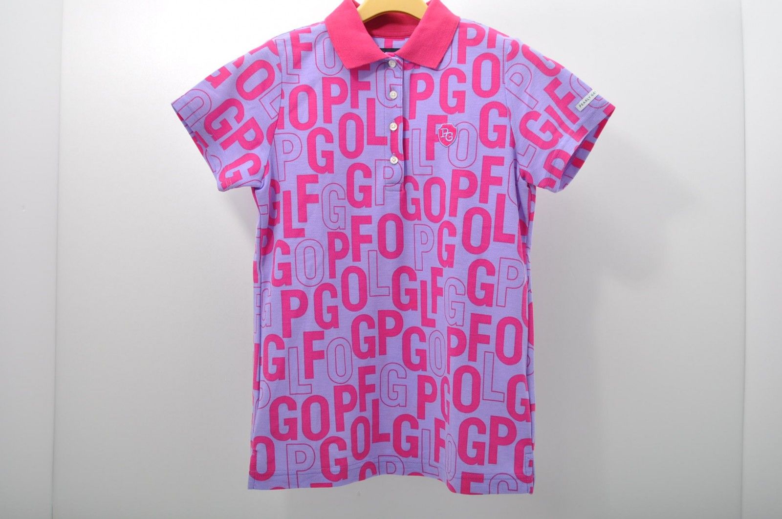 中古 レディース パーリーゲイツ PEARLY GATES 半袖ポロシャツ 0(S) パープル 紫×ピンク 総柄