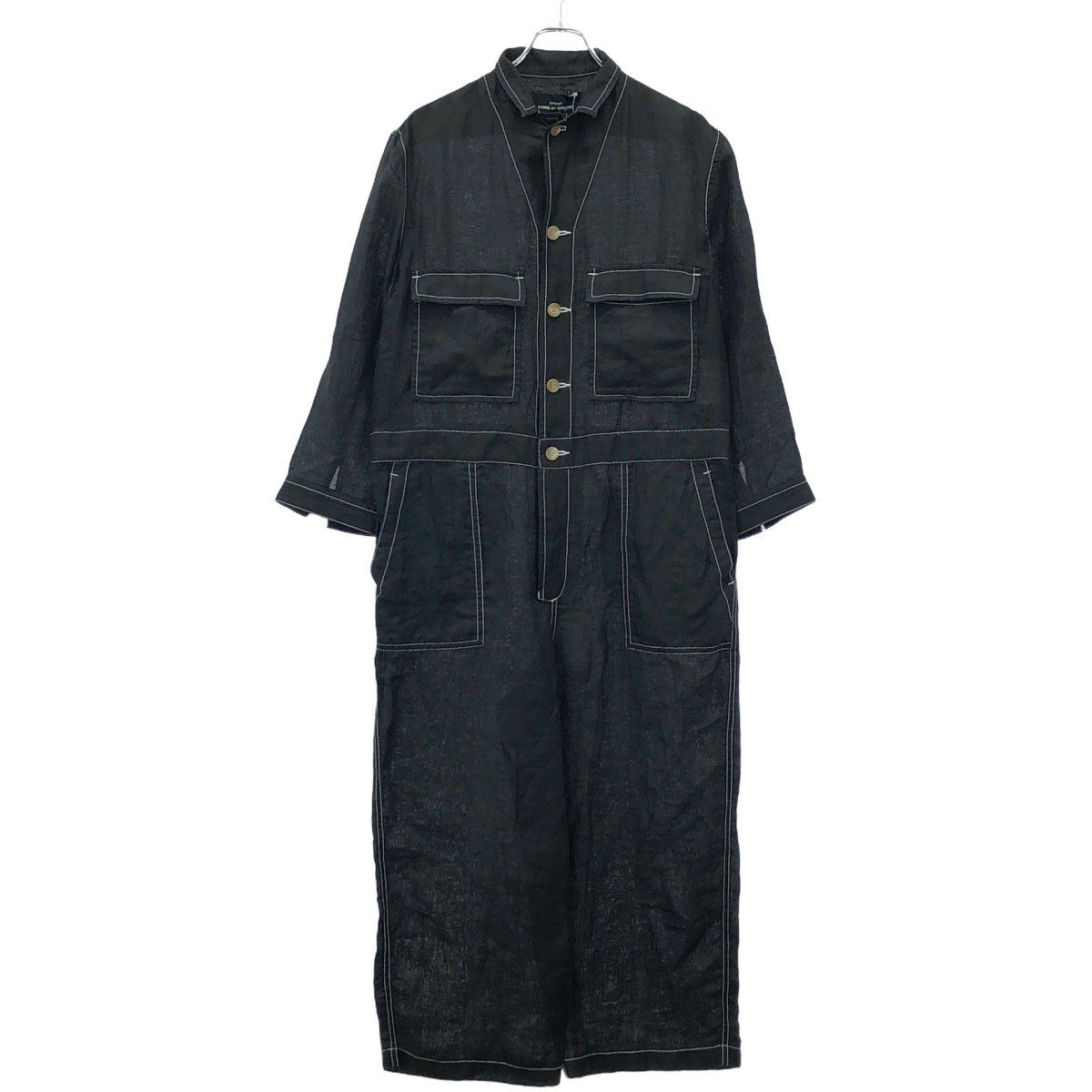 tricot COMME des GARCONS トリココムデギャルソン 21SS リネンナイロンジャンプスーツ TG-A003 ブラック Ｍ
