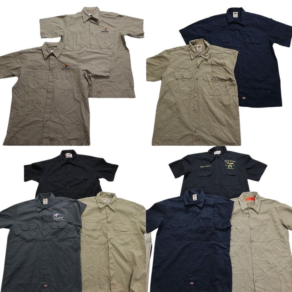 古着卸 ディッキーズ Dickies ワークシャツ 半袖シャツ 10枚セット メンズ Ｌ ダブルフラップ 古着 NB2159