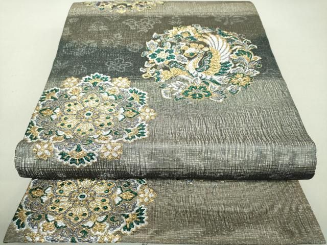 袋帯 西陣 2452 創喜庵 唐織 京の名工 染匠越後屋通博 中古 kp1655 平和屋着物○京の名工 染匠 越後屋通博 六通柄袋帯 櫛織り 吉祥