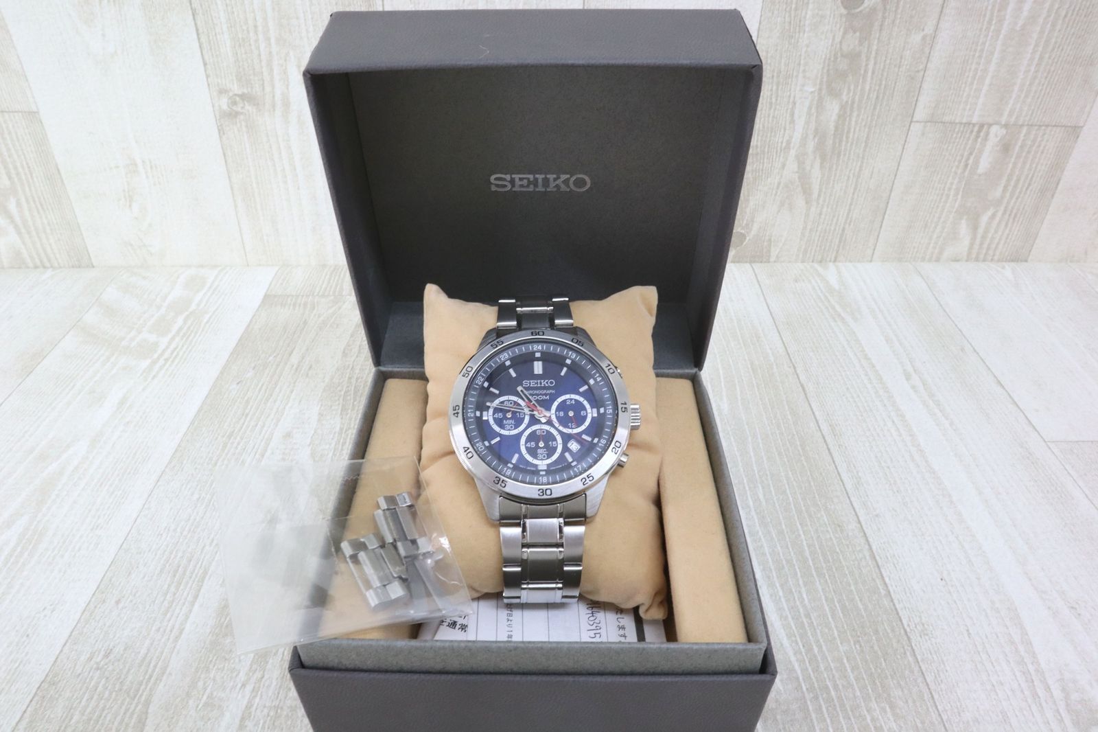 SEIKO 腕時計 セイコー QZ 4T53-00A0 クロノグラフ デイト 100M 稼働品