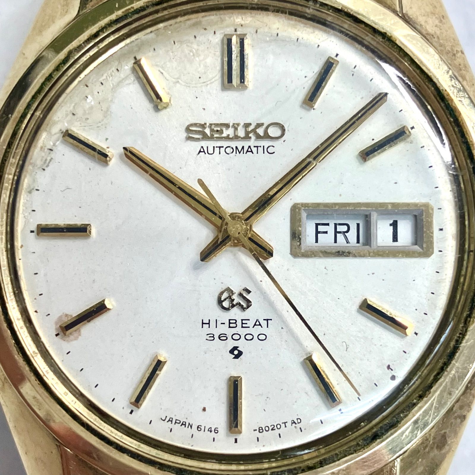 【稼働ジャンク品⭐️修理可能な方ぜひ】 GRAND SEIKO グランドセイコー GS  6146-8000 Hi-BEAT 36000  SEIKO AUTOMATIC 自動巻き ハイビート ビンテージ腕時計 （SNA）0124090900501FG