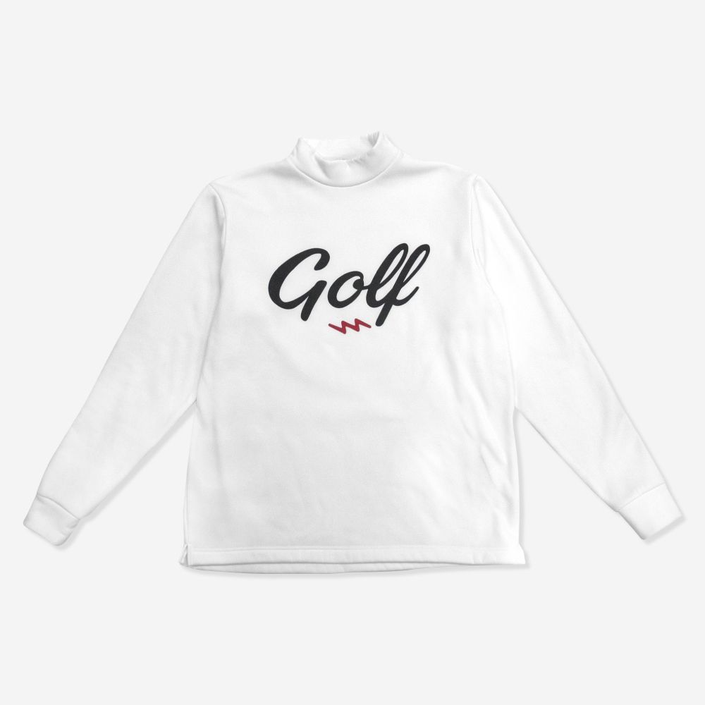 GOLF 3 D Logo Mock Neck L S Tee White