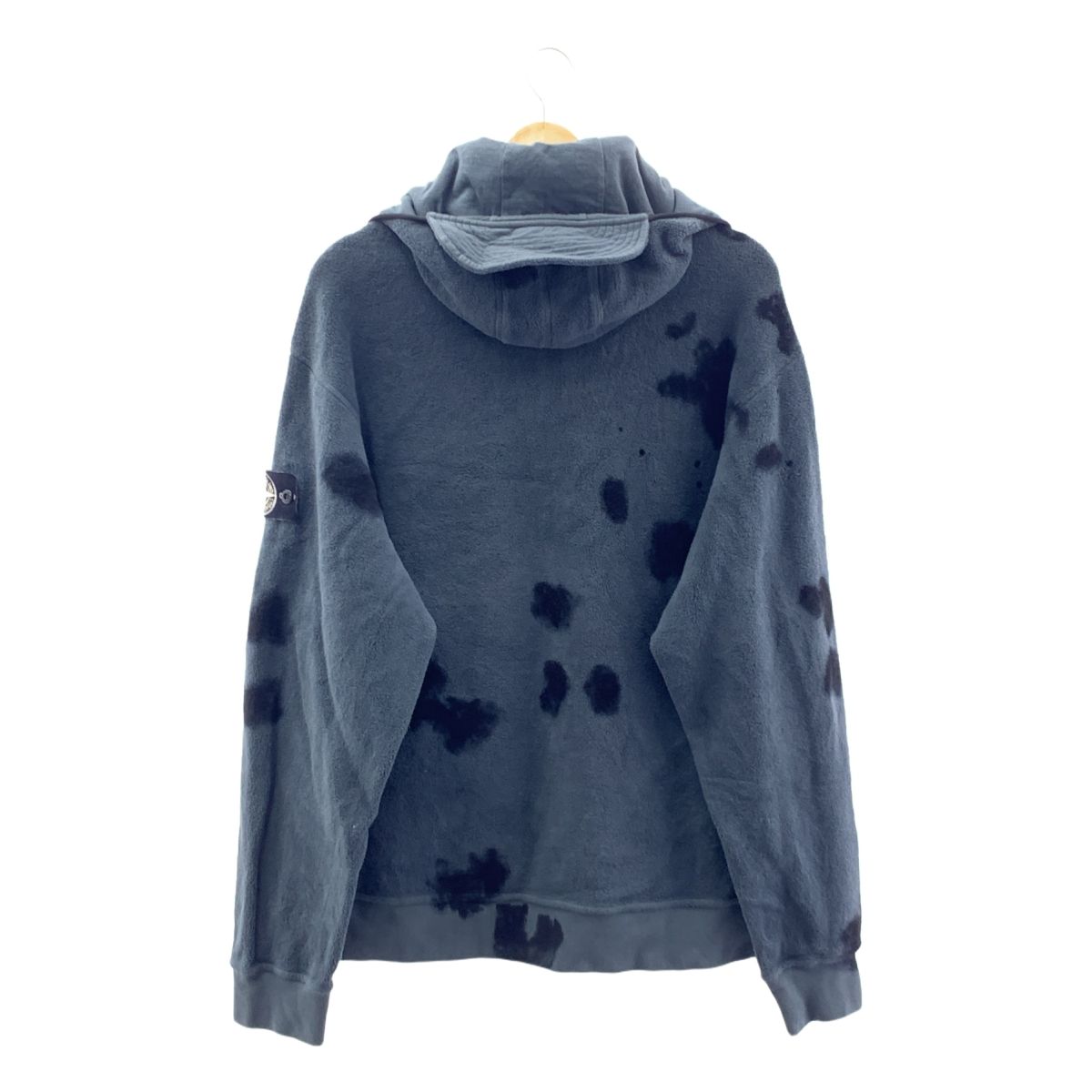 STONE  / ストーンアイランド | Hand Colouring Garment Dyed Cotton Pile Jacket / ガーメントダイ フーデッド ジャケット | S | ブルーグレー/ブラック | メンズ STONE ISLAND / ストーンアイランド | Hand Colouring Garment Dyed