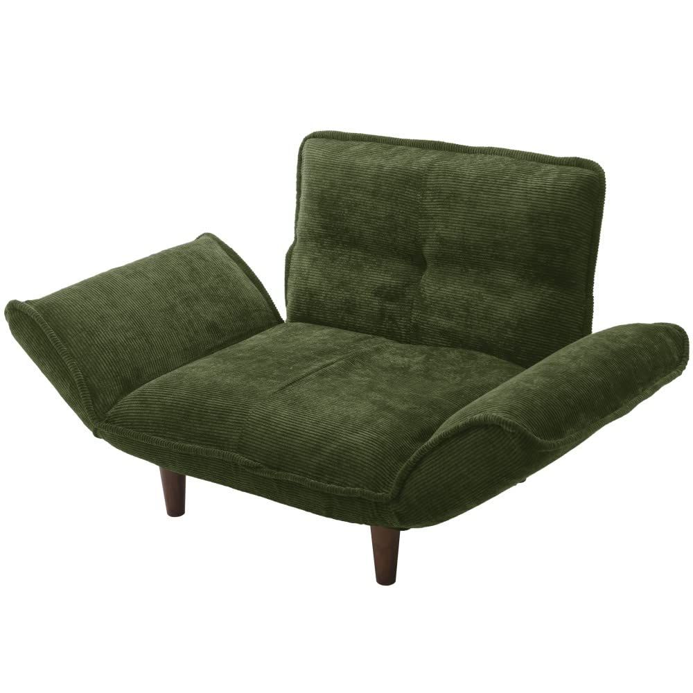 セルタン Cellutane カウチソファー 和楽の 1人掛け ポケットコイル モスグリーン 背部肘部14段階リクライニング 高反発 A282p-14段-683GRN