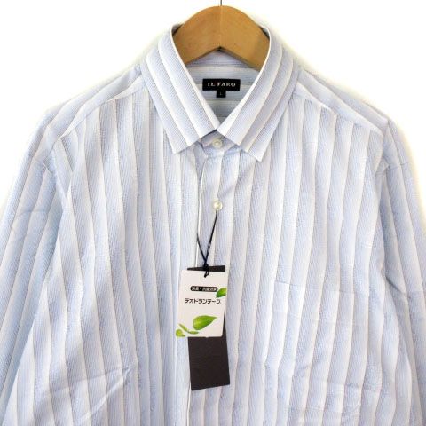 イルファーロ IL FARO イルファーロ IL FARO シャツ ストライプ ペイズリー 長袖 L 青 ブルー