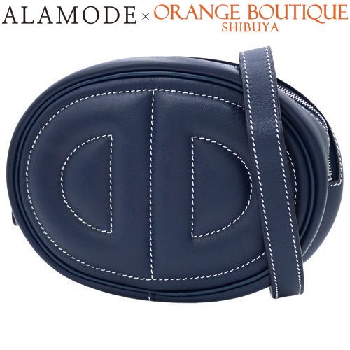 HERMES エルメス インザループ ヴェルソ ブルーアンクル オレンジ ネイビー紺 ヴォースイフト パラジウム金具 シルバー金具 Y刻印 ウエストバッグ ボディバッグ ウエストポーチ ショルダー レディース 40802139069 アラモード