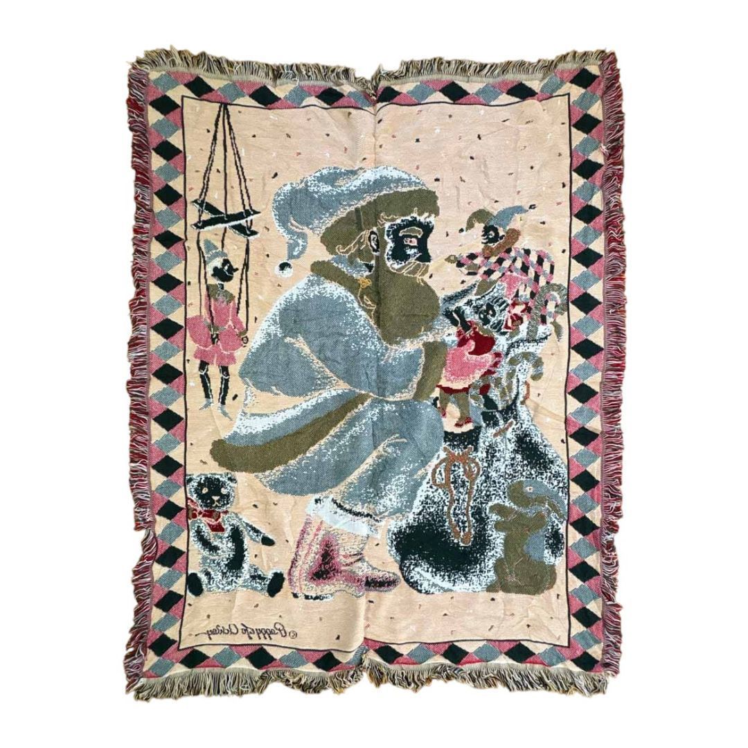 vintage ラグ カーペット、クリスマス、サンタクロース、おもちゃ、雪625 vintage ラグ カーペット、クリスマス、サンタクロース