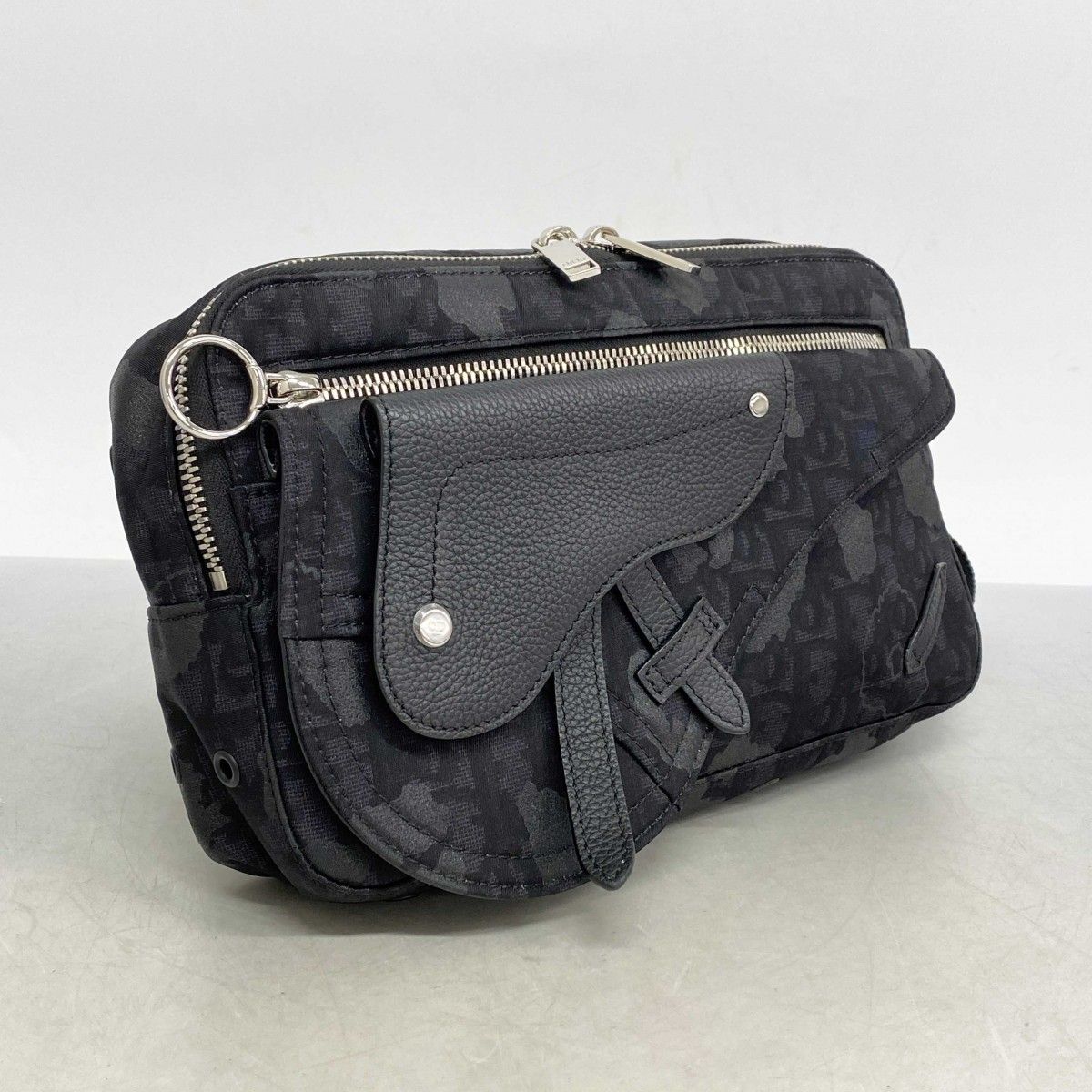 5ic4134-h クリスチャンディオール ボディバッグ オブリーク ディオールオム ナイロン ブラック シルバー金具 レディース