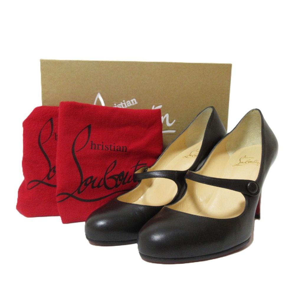 Christian Louboutin クリスチャンルブタン CHARLEEN 85 KID レザー ストラップ メリージェーンパンプス 39 約26cm ブラック レディース 古着