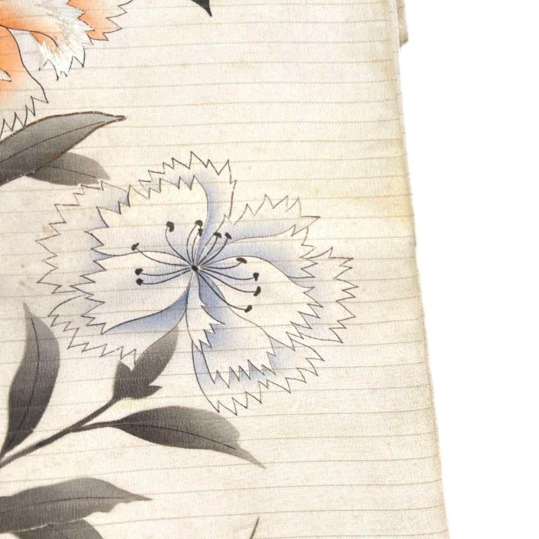 アンティーク 名古屋帯 刺繍 撫子 立涌 横縞 着物 054a d - メルカリ