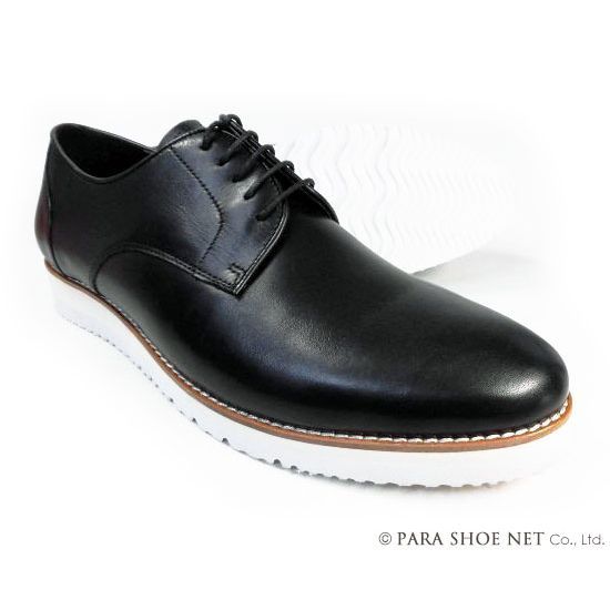 PARASHOE 本革 プレーントゥ ビジネスカジュアルシューズ 厚底白