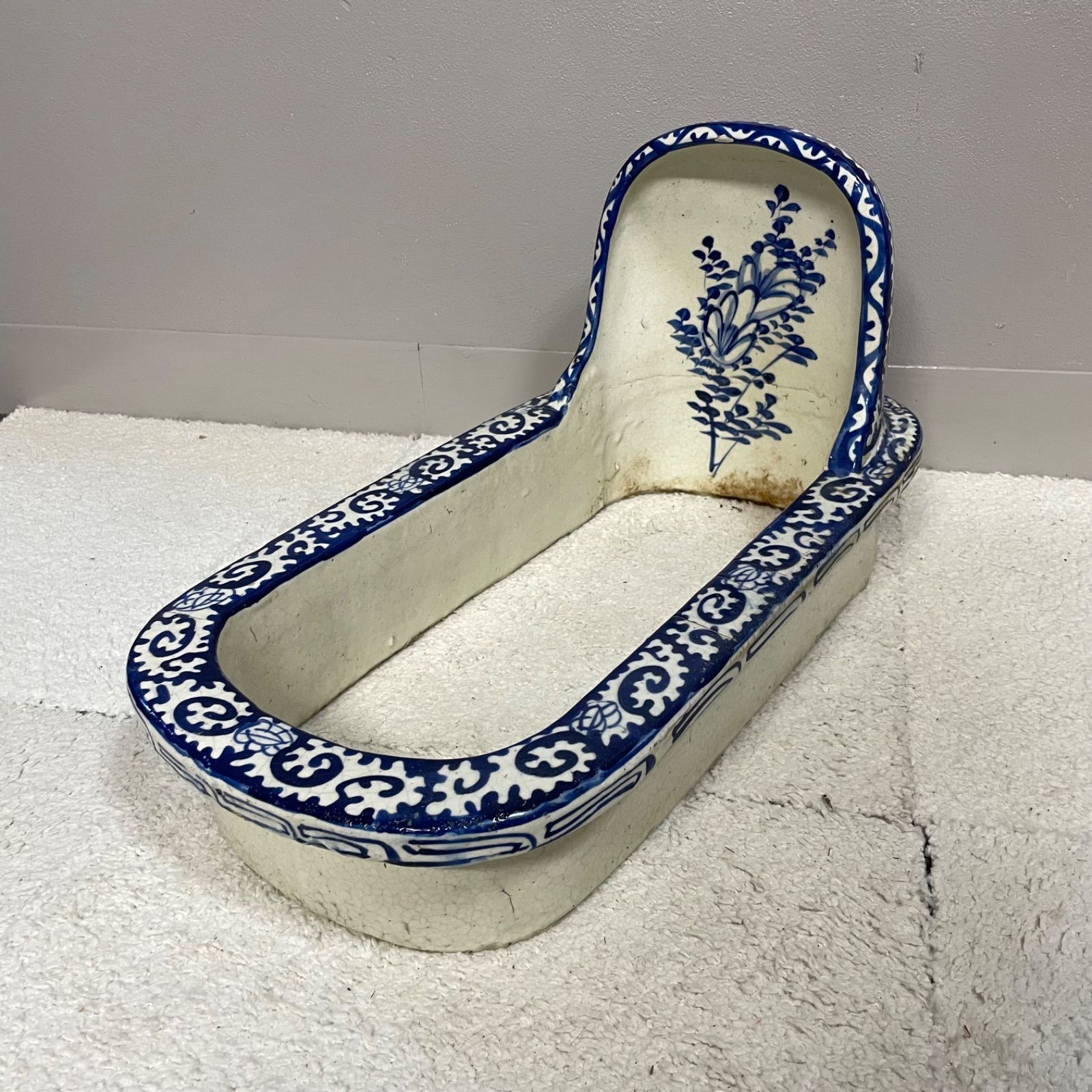 染付 古便器 陶磁器 和式 陶器 トイレ オブジェ 当時物 便器