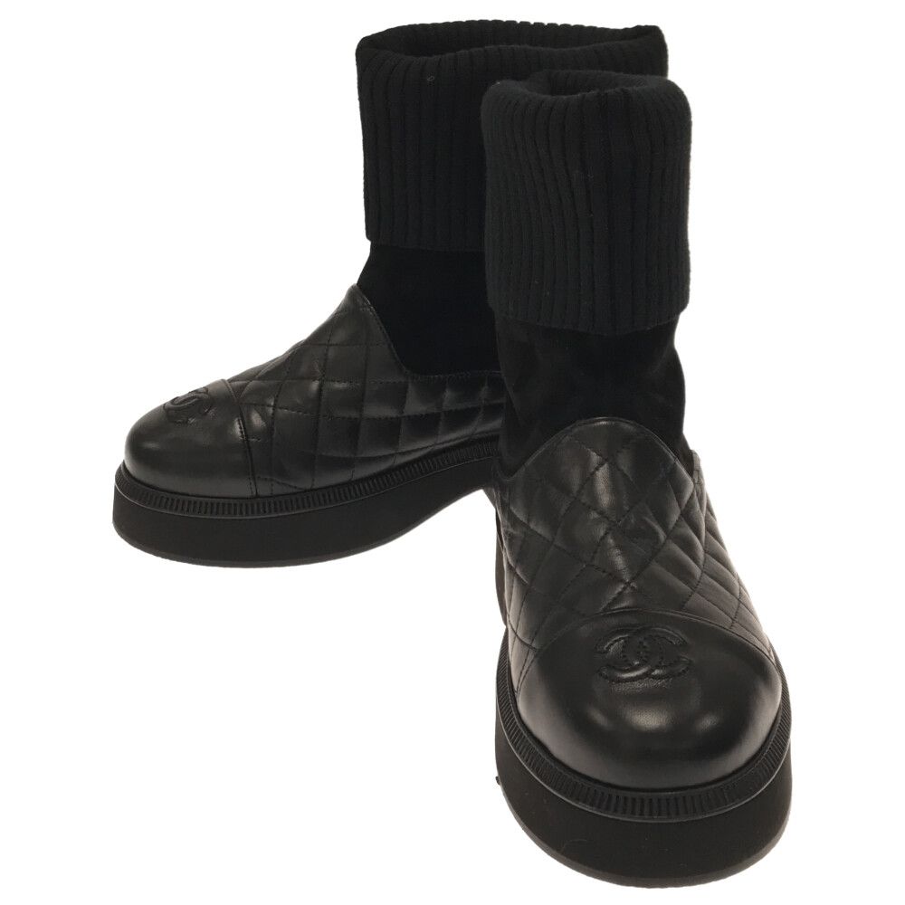 CHANEL (シャネル) 21AW マトラッセ ココマークトゥ ショートブーツ 