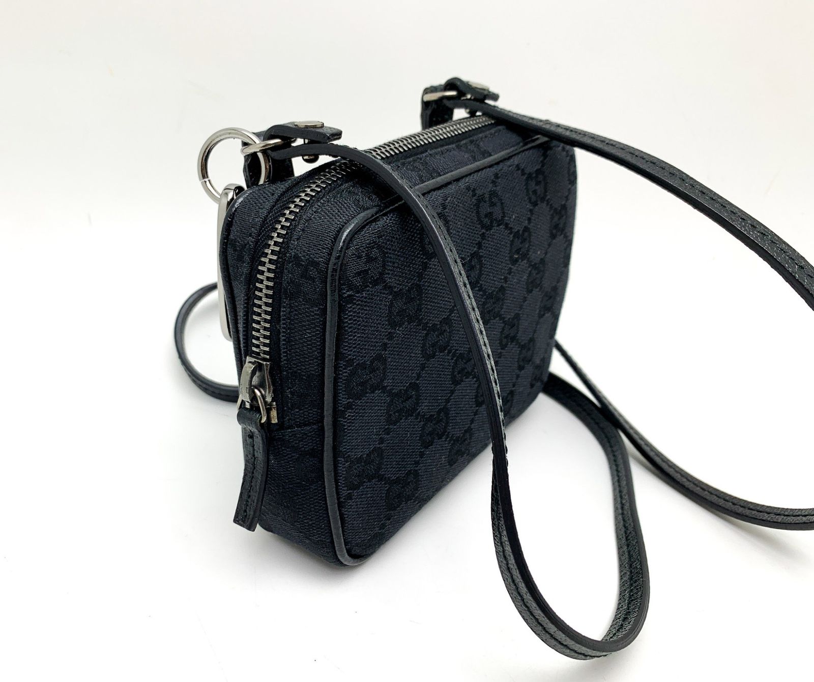 GUCCI グッチ GGキャンバス 黒 ブラック ミニショルダーバッグ 120975 