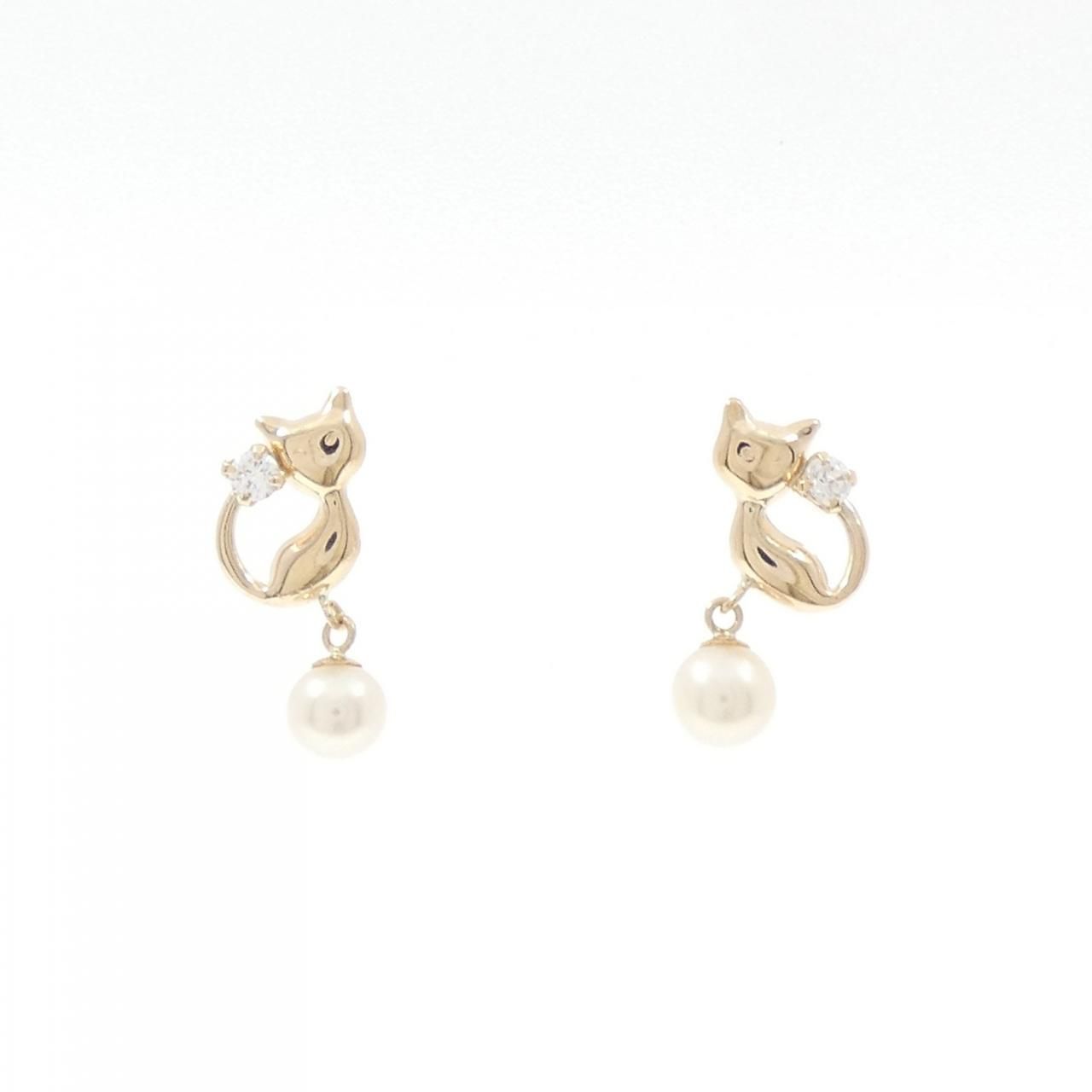 K10YG キャット 淡水パール ピアス