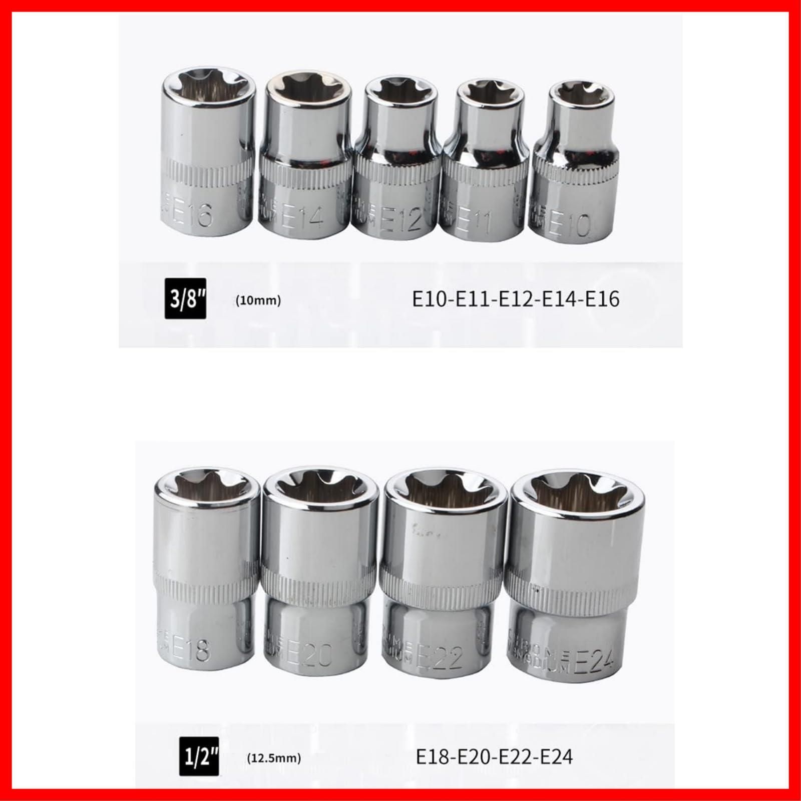  E 22 24 20 18 16 14 ネジ外し 12 11 10 E型ソケット 8 7 6 5 収納ボックス付き 4 ソケットレンチ 花型 星型 黑 14点 E型トルクスソケットセット LSLANSOON ソケットレンチ スパナ レンチ