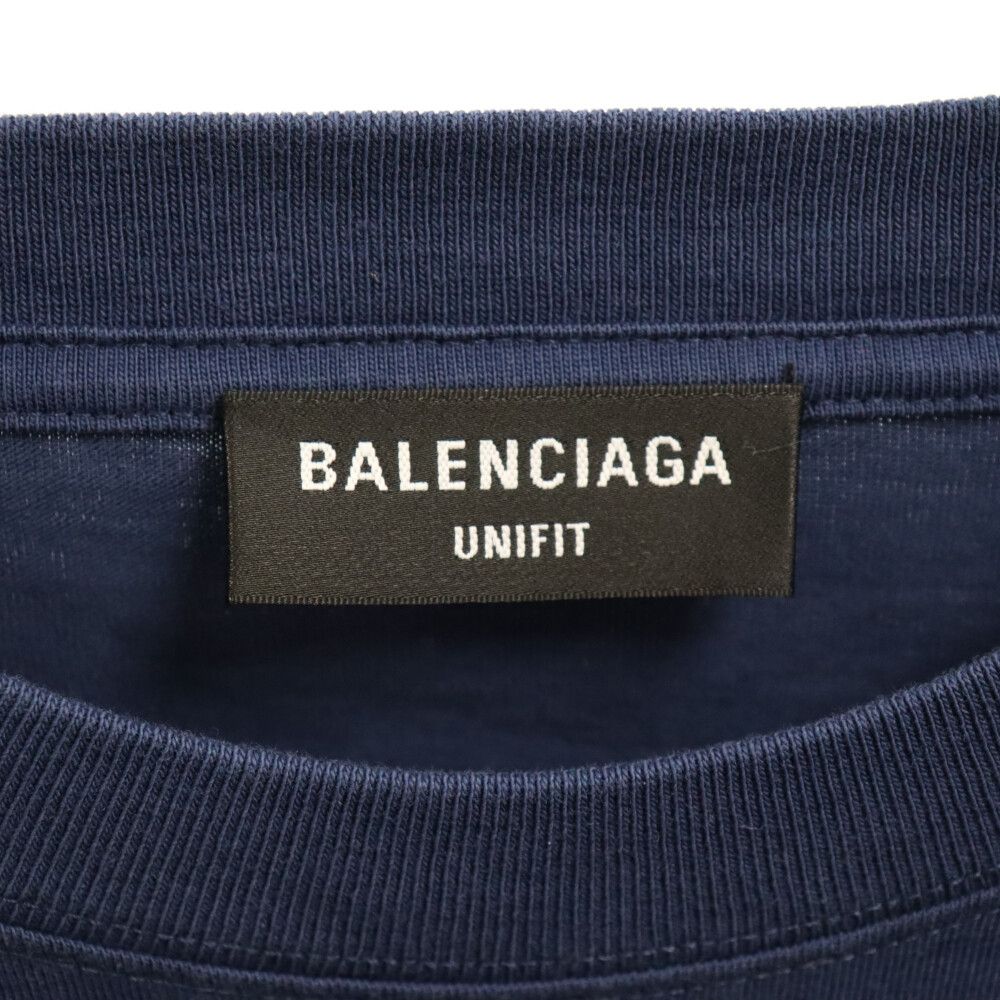 BALENCIAGA (バレンシアガ) GAY PRIDE 2021 フロントロゴ刺繍半袖Tシャツ ネイビー 651795 TLV93