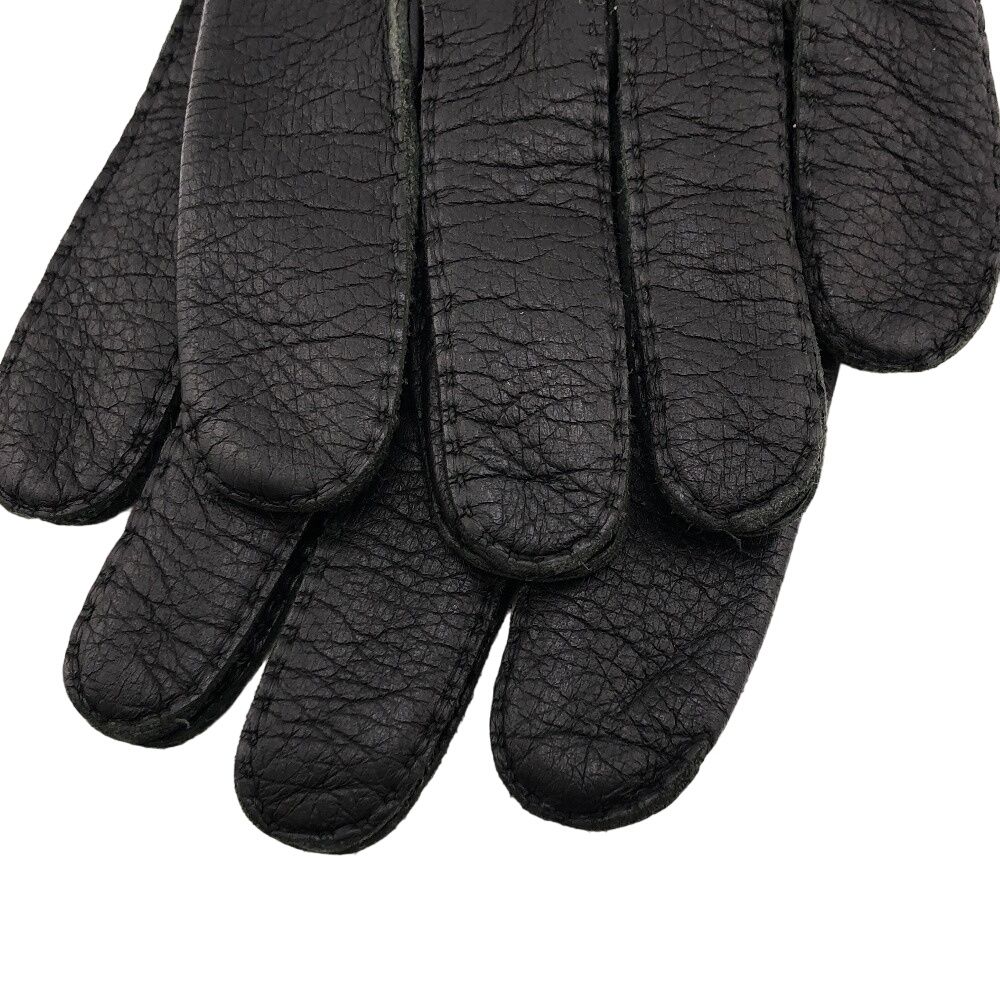 HERMES エルメス グローブ 手袋 黒 HERMES - HERMES ラッキーチャーム 刺繍 レザー グローブ 手袋の