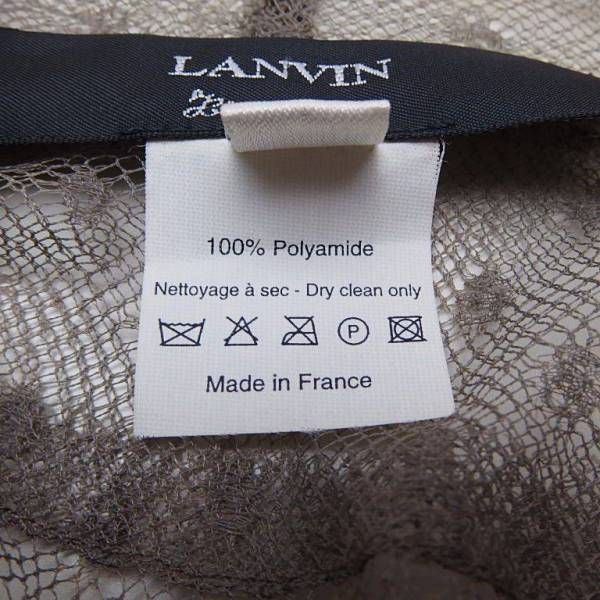 LANVIN PARIS ランバン ナイロン 長袖 袖ジップ メッシュ ボウタイ 比翼 ブラウス シャツ アルベールエルバス KHAKI 42 ランバン 袖ジップ メッシュ ボウタイ ブラウス シャツ