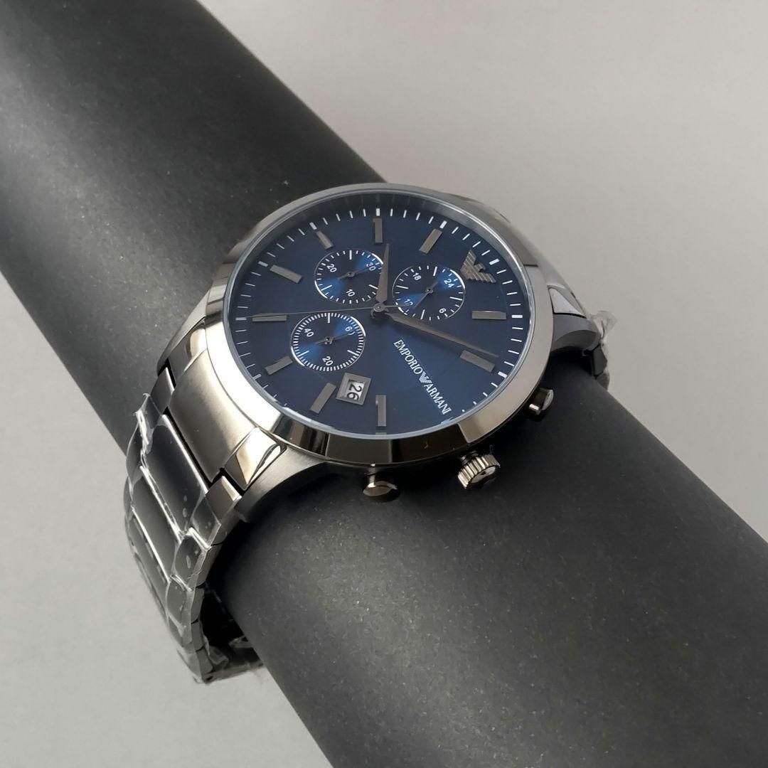 ブラック/紺ネイビー新品EMPORIO ARMANIメンズ腕時計43㎜クォーツ 