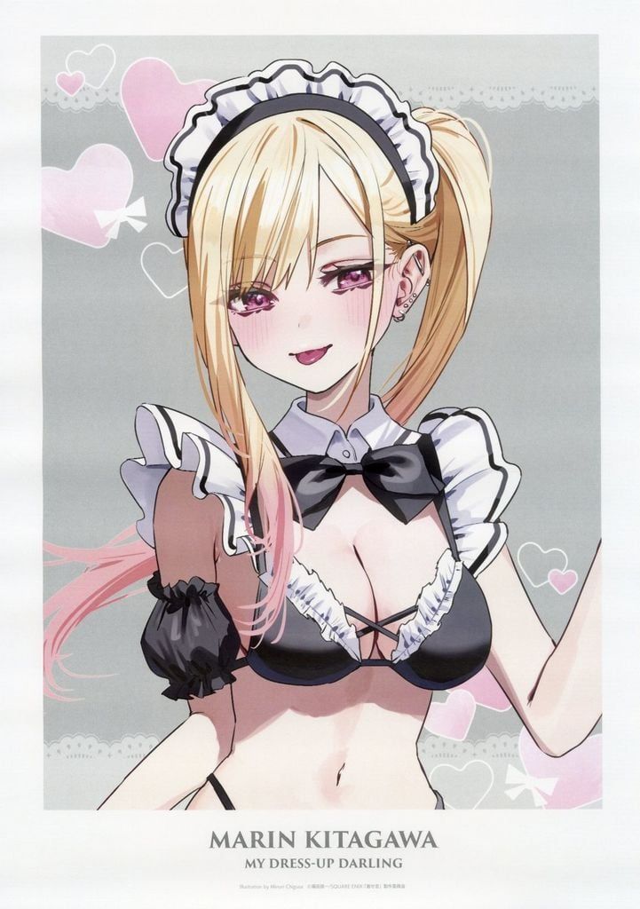 中古】ポスター A3マット加工ポスター 喜多川海夢(メイド服