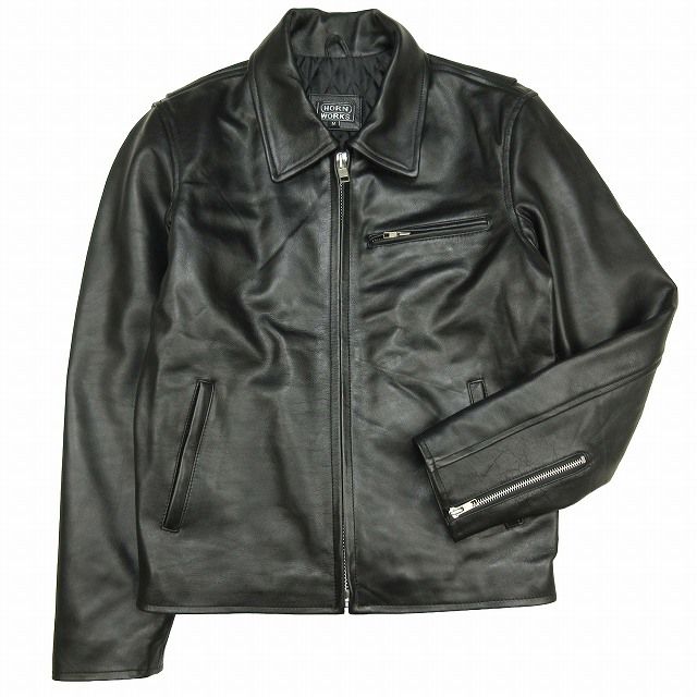 美品 HORN づらし WORKS ホーンワークス【S】ライダースジャケット 本革 黒
