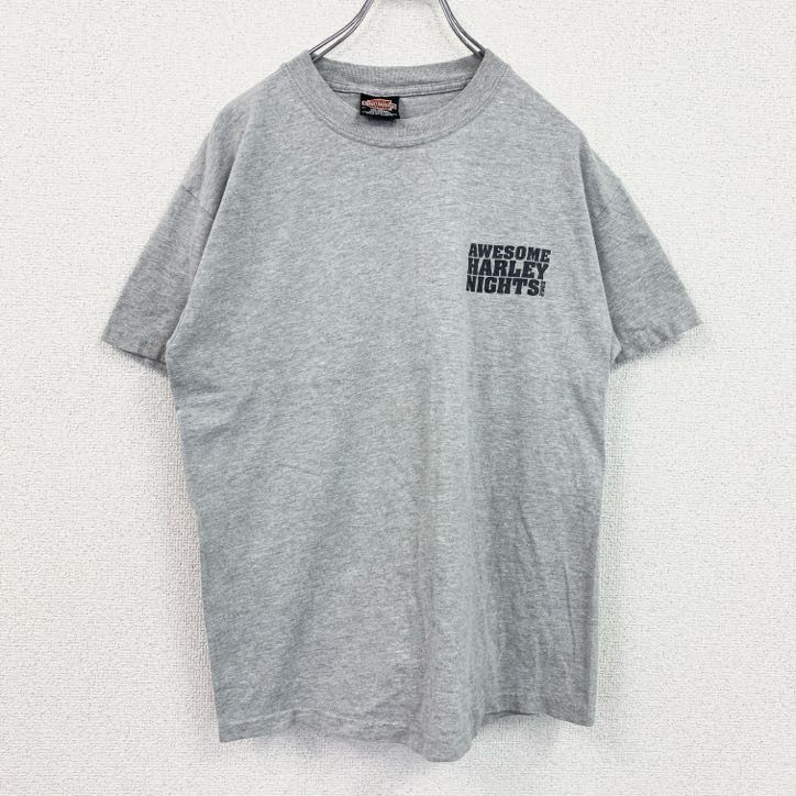 【1315】HARLEY DAVIDSONTシャツ半袖灰色グレーXL Harley-Davidson ハーレーダビッドソン Tシャツ プリント L