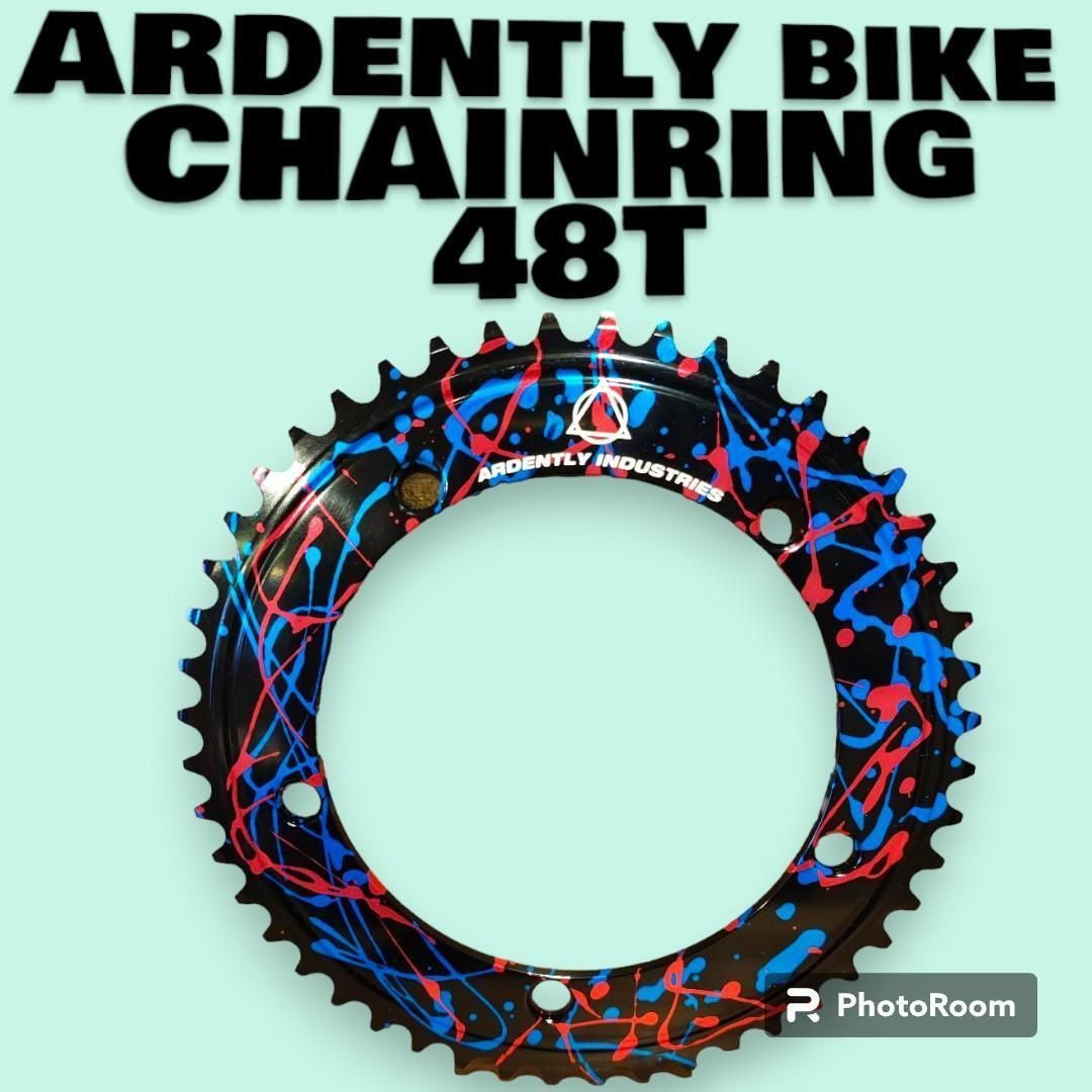 ardently bike 厚歯チェーンリング 144BCD 48T ブルー ピストの