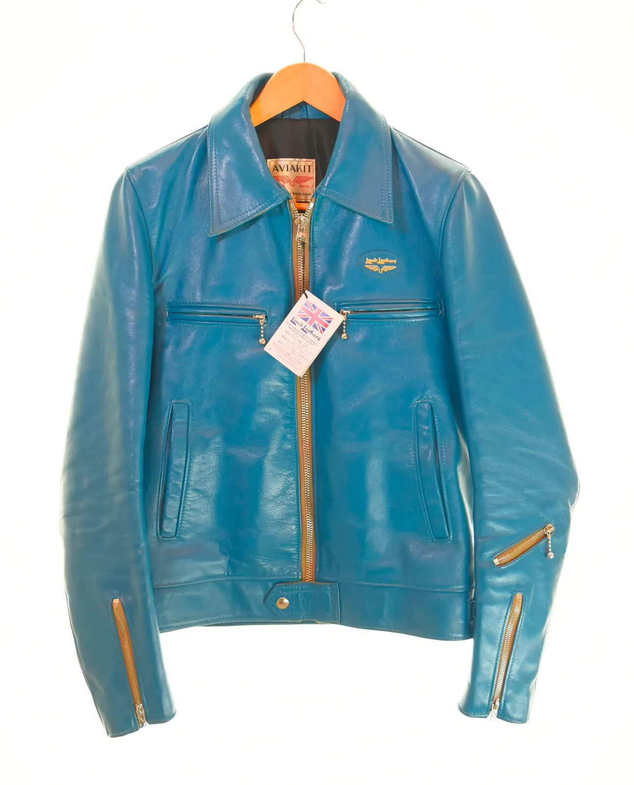 ●ヴィンテージ　ルイスレザー GTモンザ　ターコイズ Lewis Leathers LEWIS LEATHERS GT Monza 70s Motorcycle Jacket