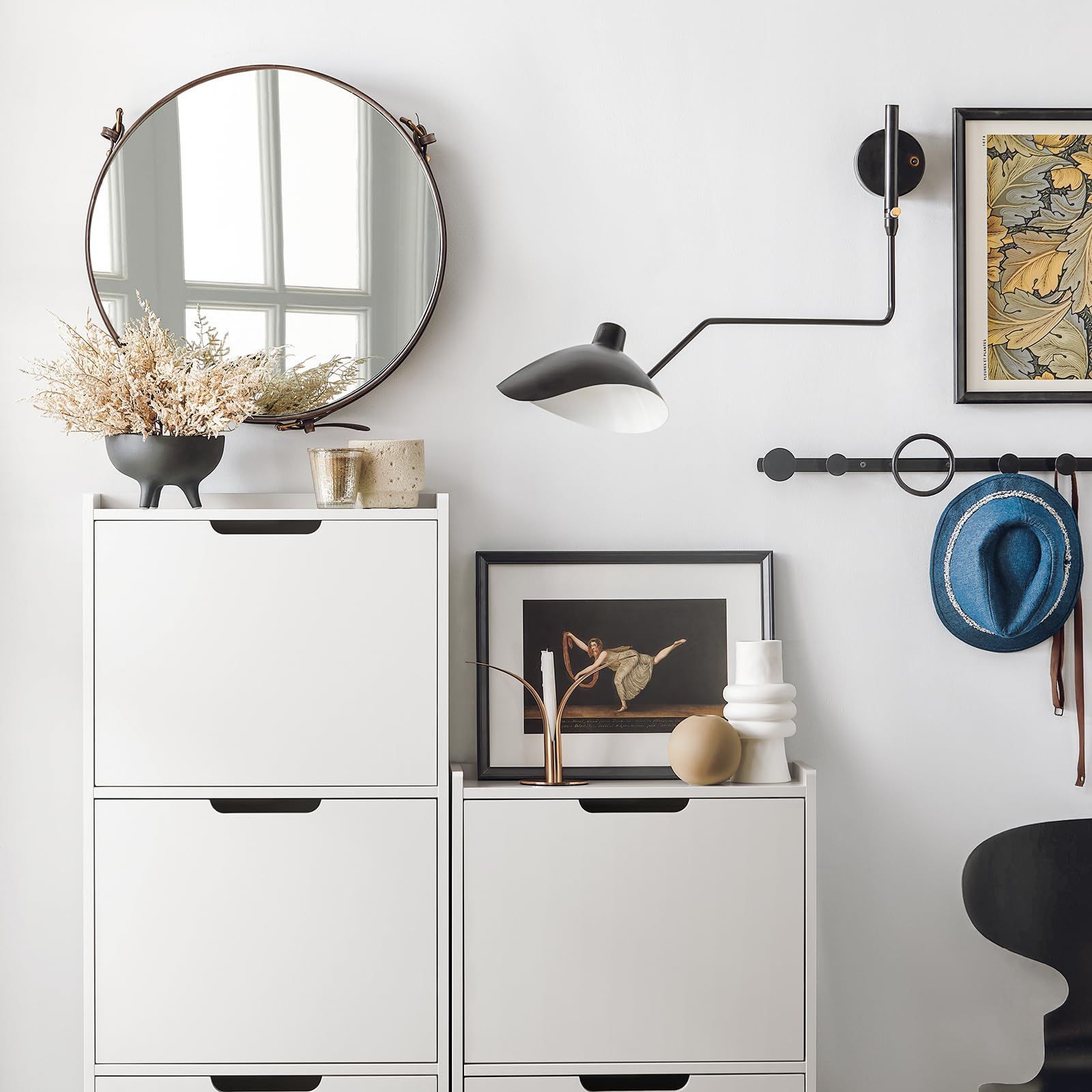 新着商品 SoBuy シューズボックス 薄型 靴箱 下駄箱 スリム 幅50 奥19 高さ91cm 大容量 省スペース 木製 シューズラック 靴 収納 靴棚 玄関収納 靴入れ シューズキャビネット 玄関ベンチ FSR151-W