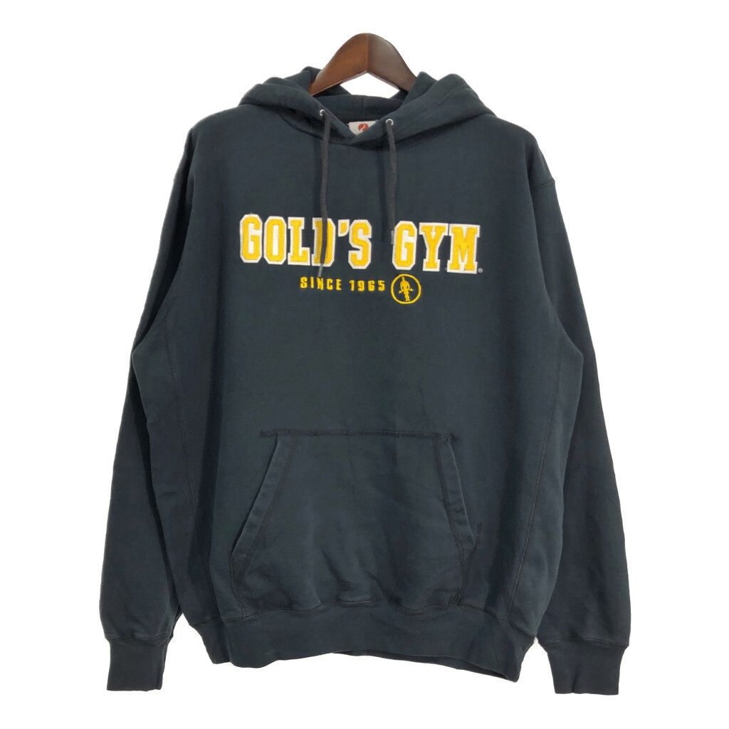 GOLD'S GYM ゴールドジム スウェット パーカー ロゴ ブラック (メンズ XL) 中古 古着 R8752