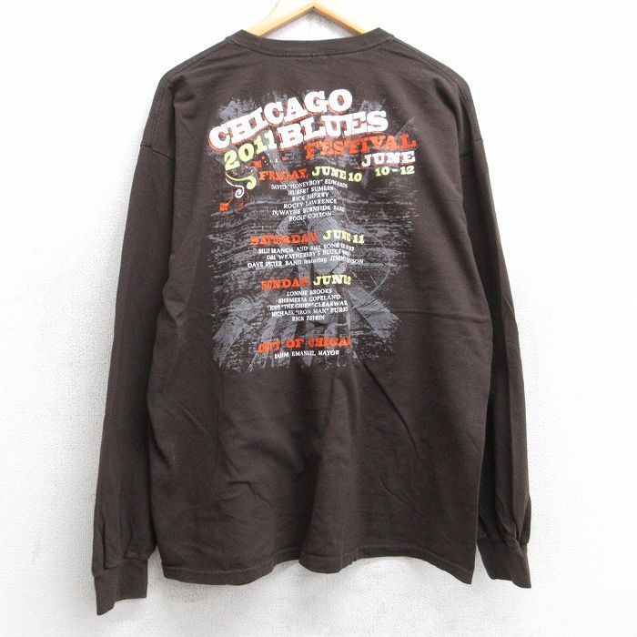 XL/古着 長袖 ロック バンド Tシャツ メンズ シカゴブルース