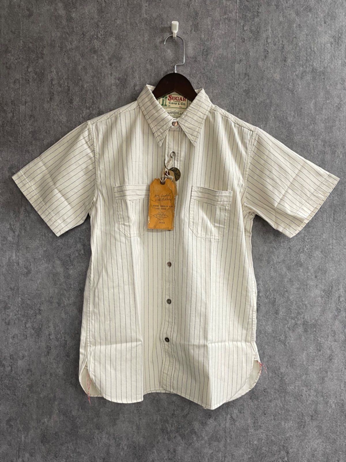 SUGAR CANE シュガーケイン 8.5oz ホワイト ウォバッシュ ストライプ 半袖 ワーク シャツ FICTION ROMANCE フィクションロマンス SC37275 【2024年春夏新作】