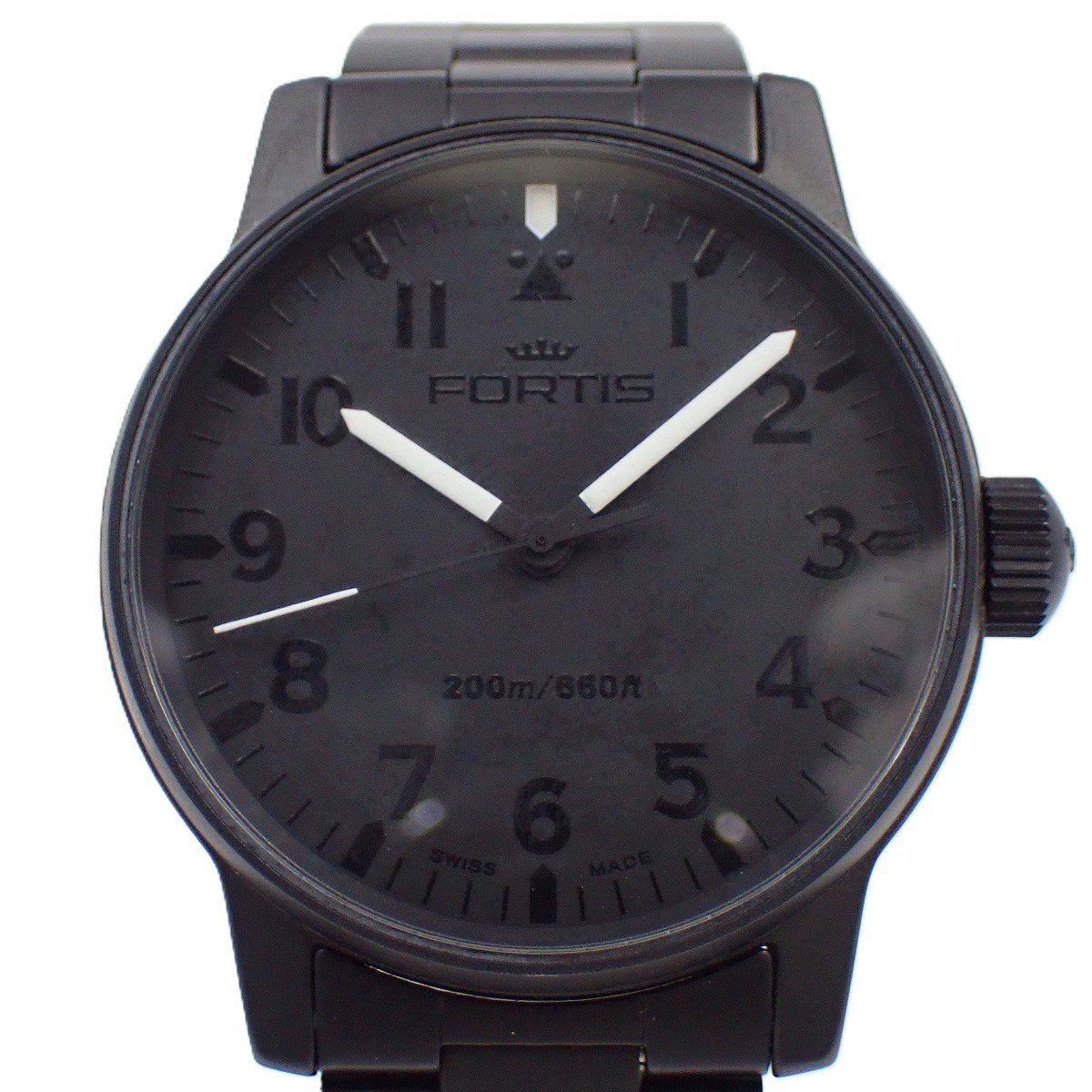 フォルティス自動巻き200防水時計ブラック