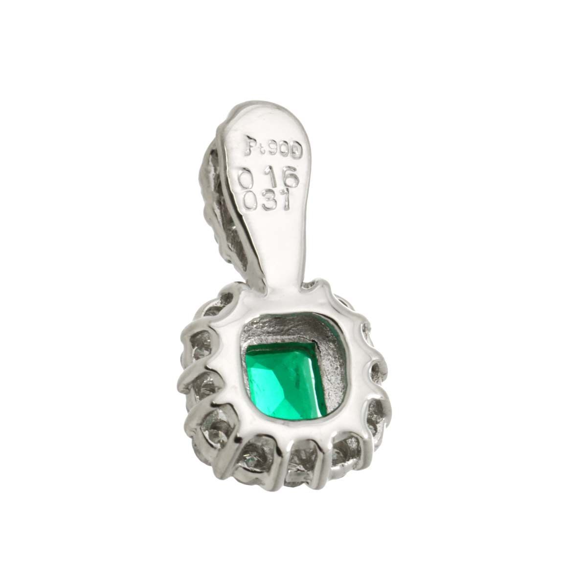 エメラルド 0.16ct ダイヤ 0.31ct Pt プラチナ ペンダント