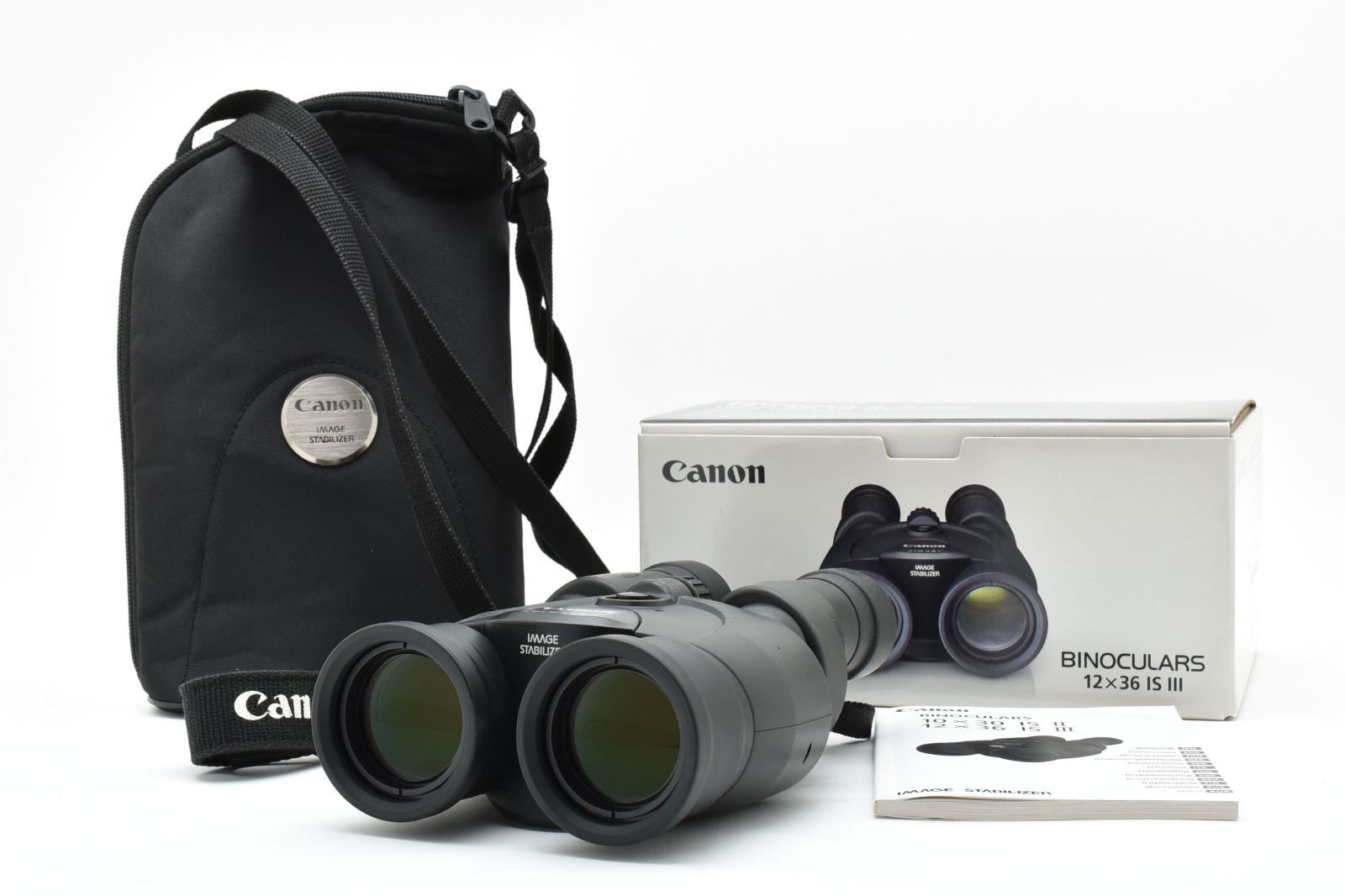 Canon 12x36 IS III 双眼鏡 手ブレ補正機能付 イメージスタビライザー 箱 ケース ストラップ 取説付 光学良好 動作 済 キヤノン 12倍