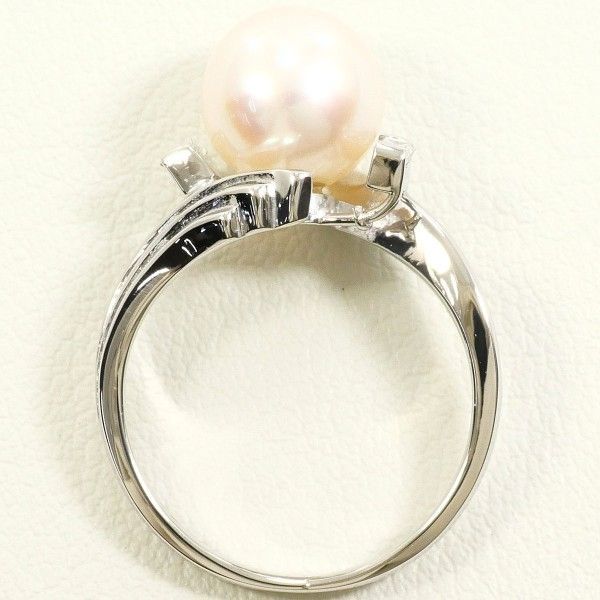 PT900 リング ring 指輪 8号 パール 真珠 約8mm ダイヤ 総重量約5.6g
