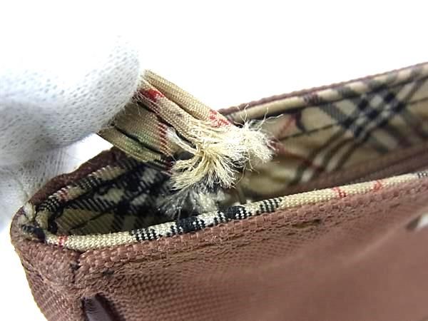 BURBERRY バーバリー キャンバス×レザー チェック柄 ポーチ