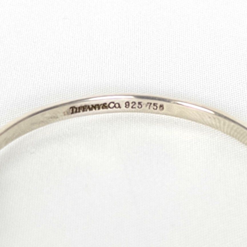 Tiffanyシルバーバングル、ゴールドアクセント付き 新品仕上げ オールドティファニー ラブノットバングル シルバーx