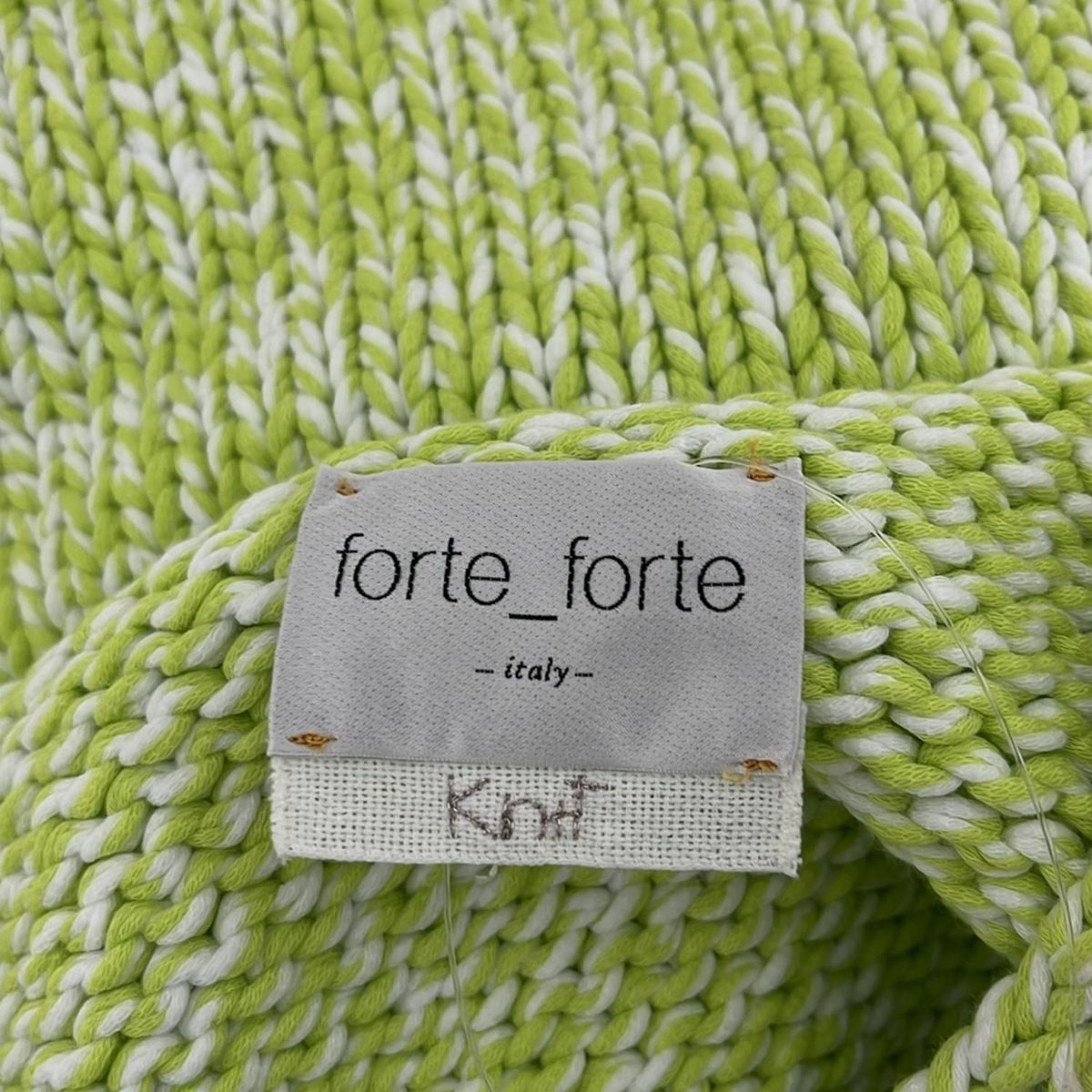  forte_forte フォルテフォルテ ノースリーブセーター サイズ1 S レディース - ライトグリーン×白 クルーネック ショート丈 ノースリーブ ニット セーター