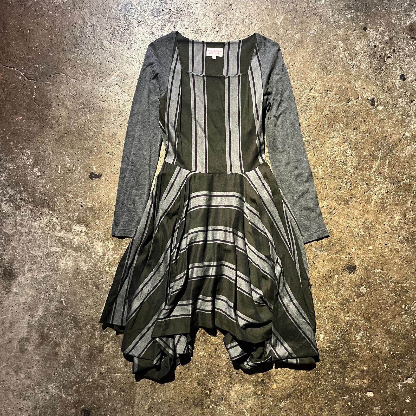 Vivienne Westwood RED LABEL 16aw 変形ワンピース レーヨン ウール ストライプ ヴィヴィアンウエストウッドレッドレーベル 2016aw FUDGE掲載アイテム