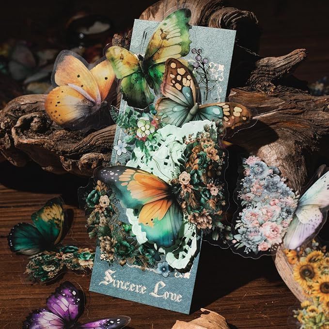 Alideco 240枚 フレーク シール ステッカーコラージュ 素材 ペーパー